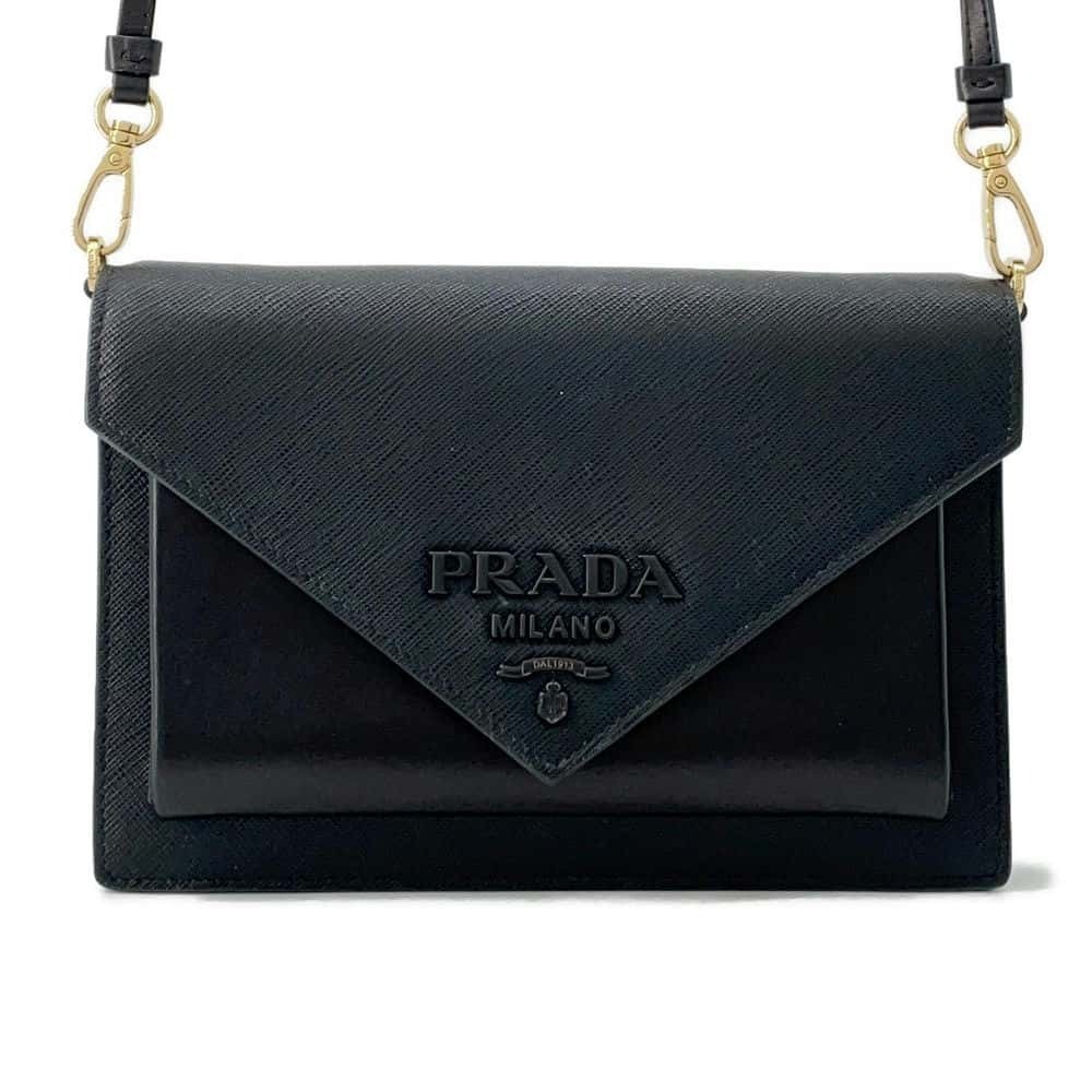 Prada Shoulder Bag Saffiano Leather Black